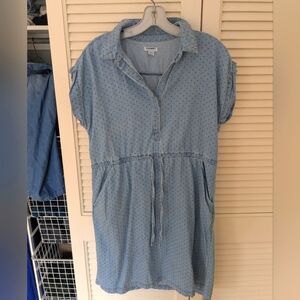 Old Navy Blue Polka Dot Cap Sleeve Dress, Medium